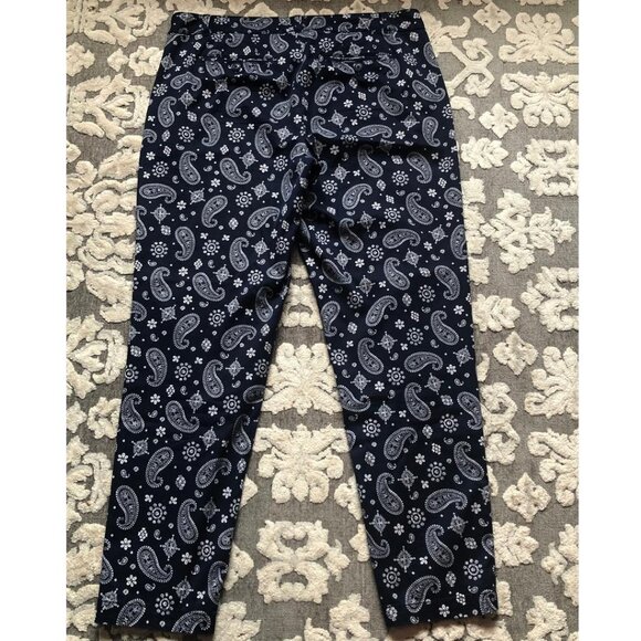 Talbots, The Weekend Chinos, Dark Blue w/White Paisley Print, Size 10 - Picture 2 of 9